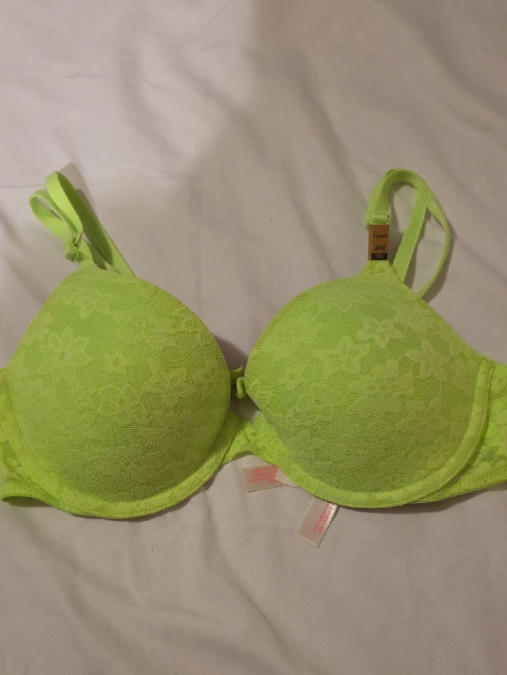 Lace Push-Up Bra in Neon Lime 34B